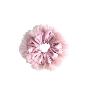 Peach Satin and Tulle Scrunchie